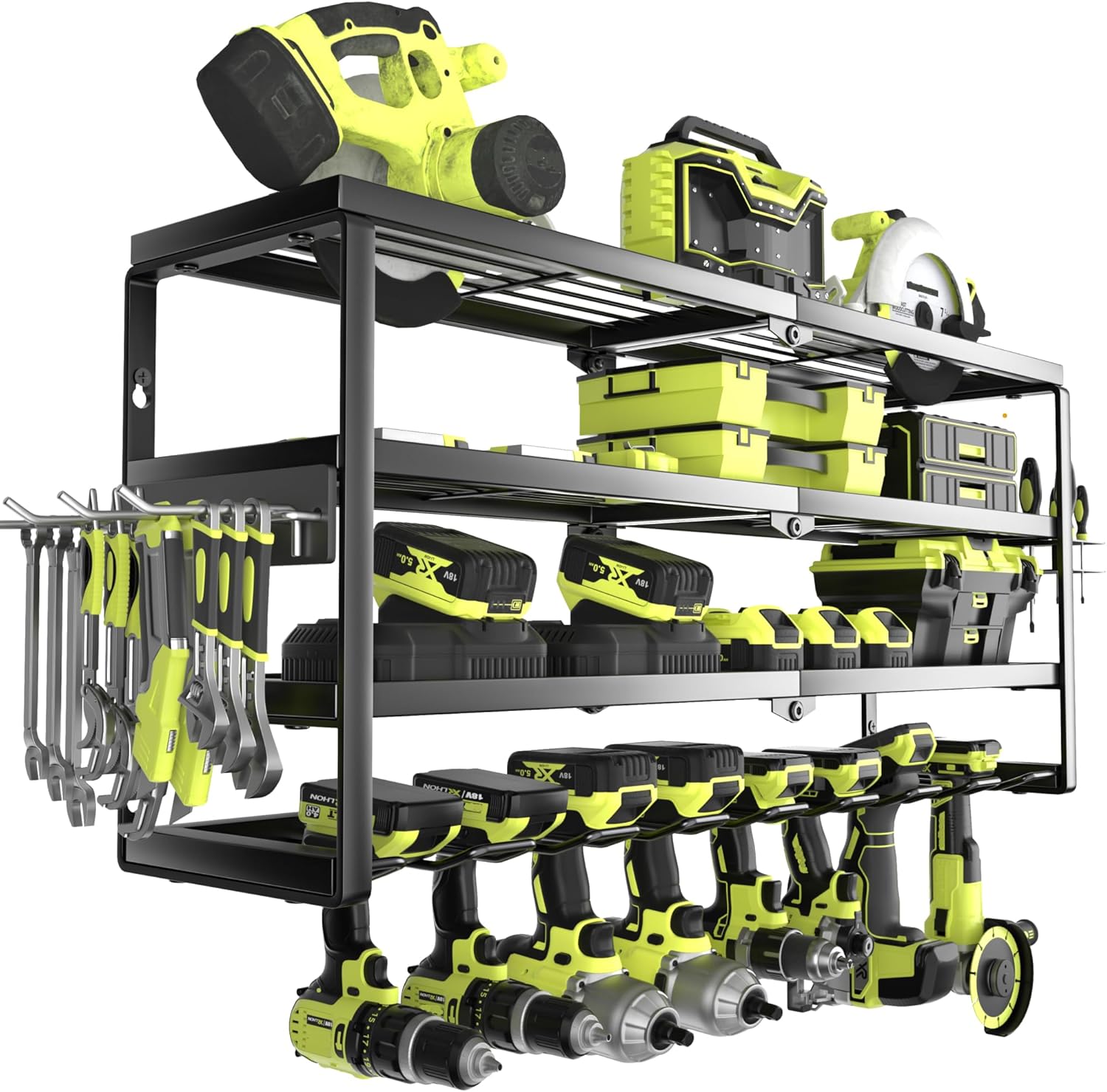 Power Tools Rack - 4-poziomowy ścienny organizer na elektronarzędzia z