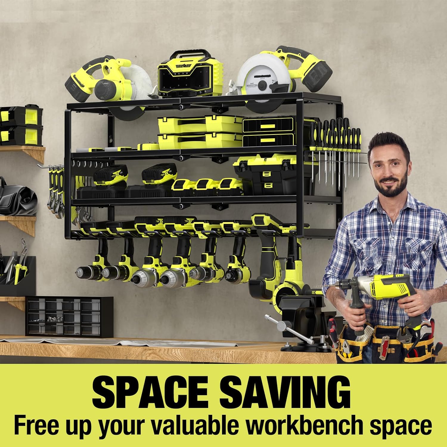 4-poziomowy ścienny organizer  – Power Tools Rack recenzja i cena